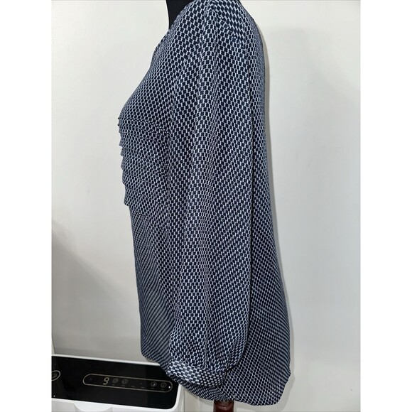 Banana Republic Sheer Blue Printed Peasant Top Size Medium Mm61 - Picture 6 of 12